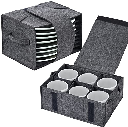 PHATRIP 1 Caravan Plate Holders Felt with 1 Cup Holder Motorhome Camping Glass Carrier for Drinking Glasses Wine Glass Holder Tableware
