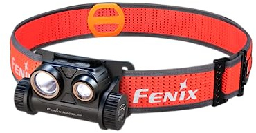 FENIX HM65R-DT Stirnlampe, schwarz, leicht, Doppelstrahl, Laufen, Camping, Outdoor, Sport, 1500 Lumen, 170 m, max. 300 Stunden, weiße und warmweiße LEDs, Sport-BOA-Kopfbandsystem, IP68