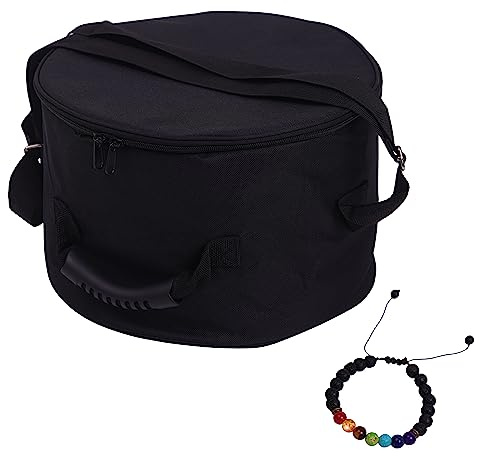 HIVEFISH Singing Bowl Carry Case - 12 inch Black Padded Singing Bowl Bag, Sound Bowl Carrier/Crystal Bowl Bag for Storage and Transport - comes with Adjustable Unisex Chakra Bracelet