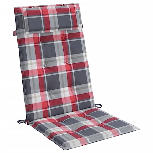 vidaXL Hochlehner Auflage 4 STK., Sitzkissen für Gartenmöbel Hocker Ottomanen, Wasserabweisendes Sitzpolster, Sitzauflage Stuhlauflage, Rot Karomuster Oxford Gewebe