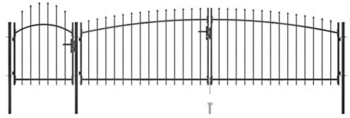 Homgoday Gartentor mit Speerspitzen 5x1,5 m Schwarz Model146322
