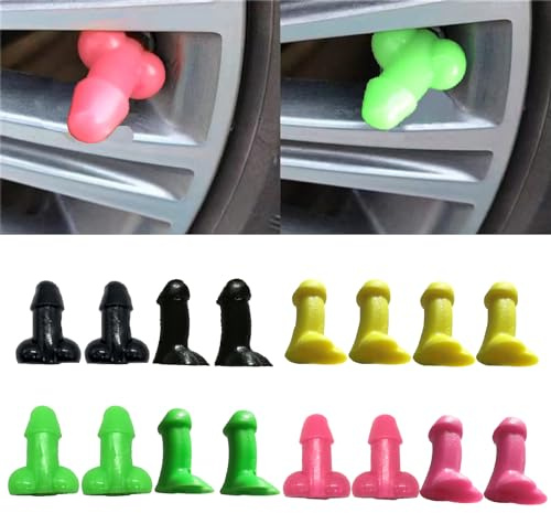 Auto Leuchtende Ventilkappen Auto,4/12 Stück Autoventil Kappe,Gummidichtung Ventildeckel für stabilen Reifendruck,Ohyesbae Universelle Fluoreszierende Reifenventilkappen (16pcs)