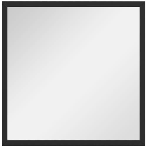 HOMCOM Quadratischer Wandspiegel 50x50 cm Schwarzer Holzrahmen | Ideal für Badezimmer, Wohnzimmer, Schlafzimmer