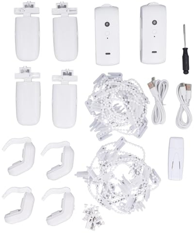 Automatic Curtain Opener, Energy Saving WiFi Curtain Motor APP Voice Remote Control for Roman Pole U and I Shape Rail for Bedroom