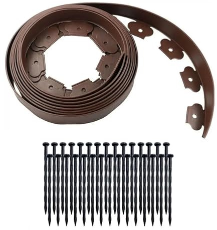 SynapSYA Bordo da Giardino Lungo Bobina Flessibile Barriera in Pietra for Erba Durevole 5 cm x 10 m Bordo for terrazza aiuola for Prato paesaggistico Bordure per Aiuole(Brown)