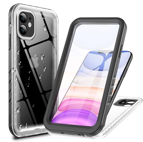 Cozycase IP68 wasserdichte Military Soßfeste Hülle für iPhone 11 Clear 360 Grad Komplettschutz Panzerhülle Outdoor Waterproof Full Armor Case Staubschutz Rundumschutz Baustellen Wasserfest Handyhülle