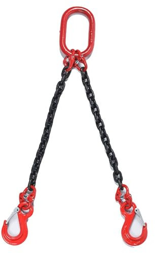 Generisch Kettengehänge Anschlagkette 4T Tragkraft 2T 2-Strang 8 Mm Stahl G80 Krangehänge Festigkeit Kette Für Hebezeuge Bergwerke Häfen Gebäude Stahlwerke,001,200cm