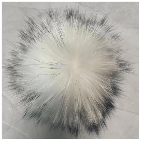 BrightGlow Natürlicher Fellbommel 16CM Weiche Pompons zum Basteln Pelz Fell Echtpelz Pompon Bommel mit Anstecknadel Groß Pom Pom Bälle Flauschigen Plüsch Bälle Pom-Poms für Mützen #Weiß 1 Stück