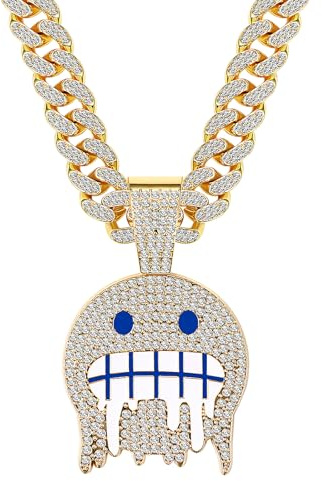Aroncent Herren Kubanische Kette Eis: Glänzende Cuban Chain Eiskette Männer Diamantkette Eiskristall Hip Hop Schmuck Geschenk
