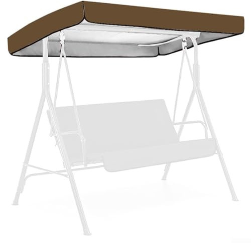 Swing Canopy Cover Waterproof Patio Cover Top Replacement Canopy For Swing For Seat 2-3 Seater Garden Swing Chair Cover (Brown 190cm x 132cm)