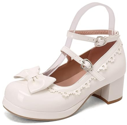 Generisch Pumps Damen Chunky Ballerinas Elegant High Heel Vintage Pumps Dirndlschuhe Mit Runde Zehenpartie Mary Jane Schuhe Oktoberfest Hochzeit Tanzschuhe Blockabsatz Halbschuhe