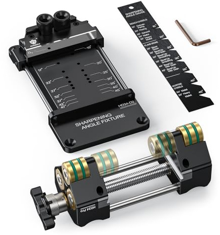 HONGDUI Schleifhilfe Stechbeitel Kit, mit Schärfhalter, Winkelvorrichtung, Schnelle Winkeleinstellung und fixierung, Schärfen für Meißel und Hobel Breite 0.25-8.1cm-HD34 | 15°-47° verstellbare Winkelbefestigung und Messgerät, ultra-gerade Rolle, ergonomisches Design, Präzision und schnelles