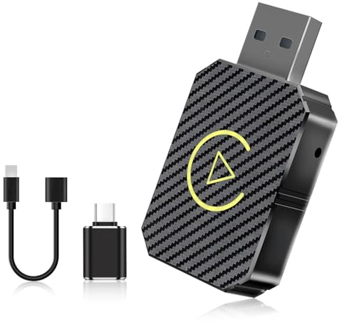 SJACXANM Carplay sans Fil, Adaptateur Carplay sans Fil, Carplay Android Auto, Carplay sans Fil, 2 en 1 Wireless Carplay Adapter pour Voitures équipées De Carplay & AA,USB C/A (Noir)