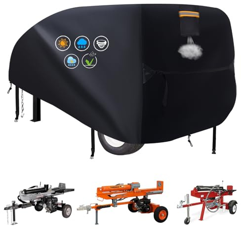 Log Splitter Cover Waterproof,Heavy Duty 840D Oxford Wood Splitter Covers with Waterproof Strip,Air Vent,2 Reflective Handles,2 Windproof Buckles,Cover for 15-45 ton Gas or Electric Wood Splitter