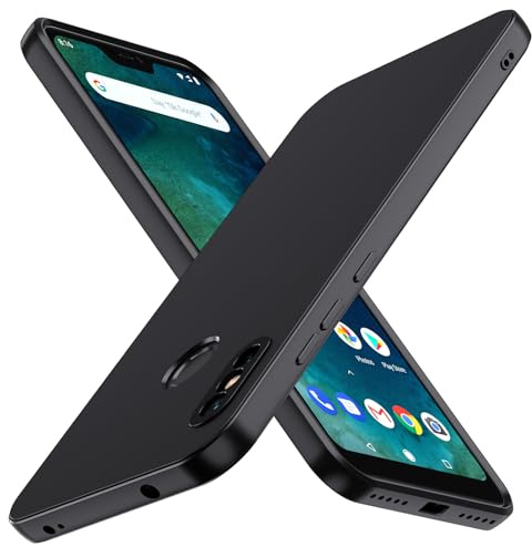ivoler Negro Mate Funda para Xiaomi Mi A2 Lite con Protección de Cámara, Carcasa Protectora Antigolpes, Ultrafina Suave TPU Silicona Caso Delgada Anti-Choques Case