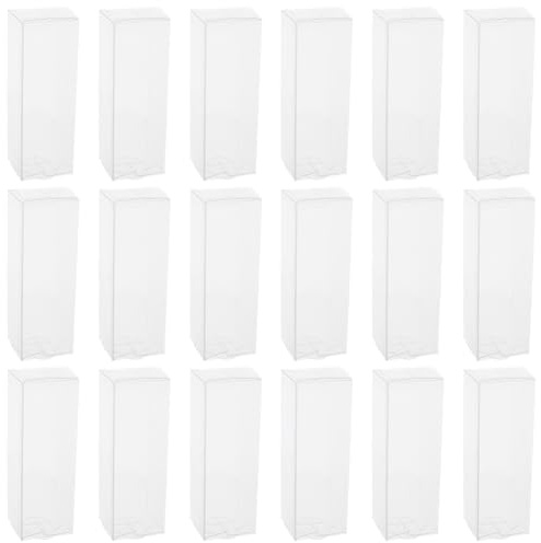 BEAMARKER 20 Stück Klare Geschenkboxen aus Kunststoff 4x4x12cm Transparente Verpackungsboxen Leere Deko Boxen für Hochzeit Geburtstag Party Geschenkverpackung für Figuren kleine Geschenke