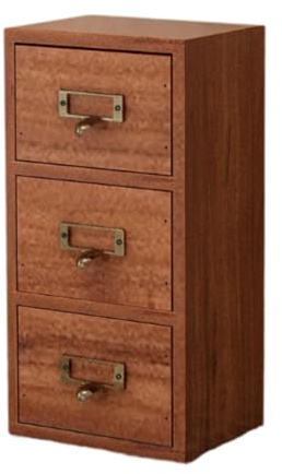 predolo Organizer da Scrivania Cassettiera in Legno Scatola per Conservazione Rettangolare Stile Retro per Gioielli tè E Oggetti Vari Adatta per, 3 Cassetti, Dimensioni: