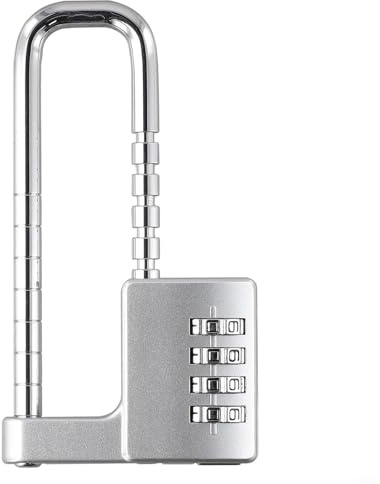 Candado extensible ajustable en forma de U con candado mecánico con contraseña para mayor seguridad en armarios, archivadores y puertas (plateado)