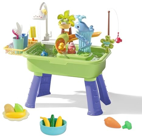 Wasserspieltisch Kinder Outdoor - Wasserspieltisch Outdoor Strandspielzeug, Beinhaltet EIN breites Zubehörsortiment, Planschbecken mit Wasserpumpe, Wasser spieltisch, Garten, Hinterhof, Hof(Grün)