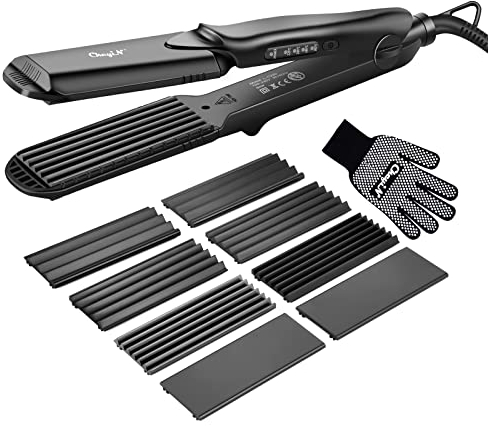 CkeyiN Multifunktions-Haarglätter, 4-in-1, zum Glätten/Locken, Keramik, Temperatur einstellbar von 160 bis 220 °C