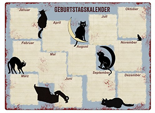 INTERLUXE KALENDER Metall GEBURTSTAGSKALENDER * KATZEN * Wandkalender