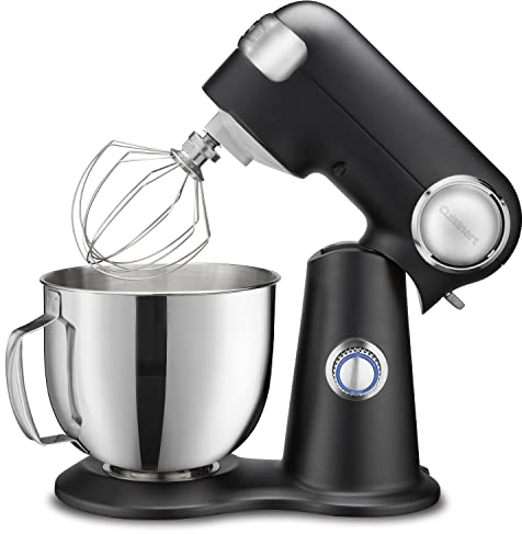 Cuisinart Stand Mixer, 12 Speed, 5.5 Quart Stainless Steel Bowl, Chef’s Whisk, Mixing Paddle, Dough Hook, Splash Guard w/ Pour Spout, Onyx, SM-50BK, Manual
