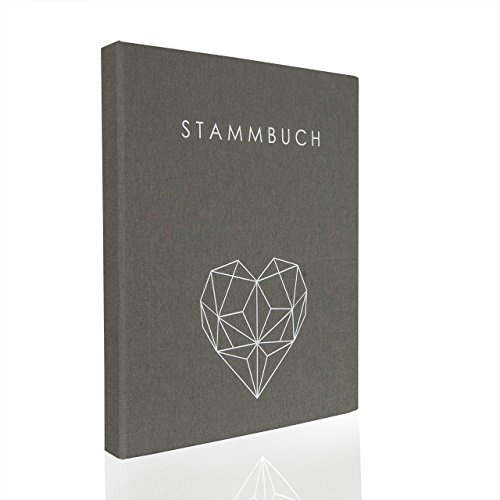 Hochzeitideal – Stammbuch der Familie Serie Geometric grau DIN A5 - Buchbinderleinen Stammbuch Hochzeit - Familienbuch Standesamt mit 4-fach Ringmechanik 3 Klarsichthüllen