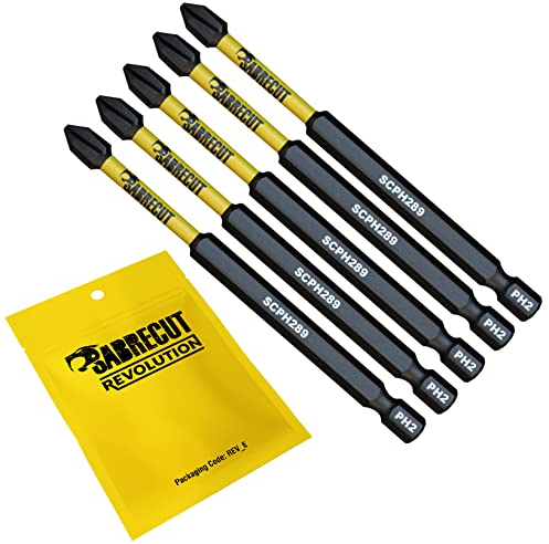 5 x SabreCut SCPH289_5 89mm PH2 Magnetic Impact Screwdriver Driver Bits Set Phillips Heavy Duty