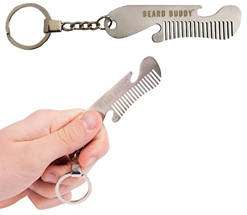 Porte-clés peigne à barbe et décapsuleur Argent pour hommes avec barbe, amateurs de bière, outil de toilette, 1 unité, Plastique