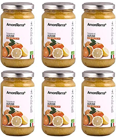 AmoreTerra (6 Pz.) confettura, composta di Agrumi BIO senza zucchero, 220g, senza pectina, marmellata, biologica, agrumi italiani