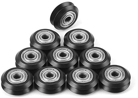 Oumefar 10 Stück tiefe Nut Riemenscheibe Rolle Metall V Schiene Riemenscheibe Rad Kunststoff Passivlager Riemenscheibe für Linear Motion System