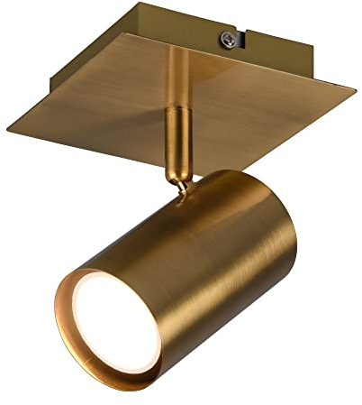 TRIO, Spot, Marley 1xGU10, max.25,0 W Corps: Métal, Laiton fumé L:12,0cm, L:12,0cm, H:15,0cm Montage au plafond et au mur,IP20,Sans illuminant