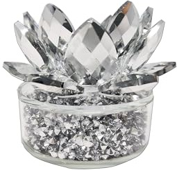 Silver Glass Lotus Flower Tealight Candle Holder, 12cm, Elegant, Decorative Home Decor Ornament