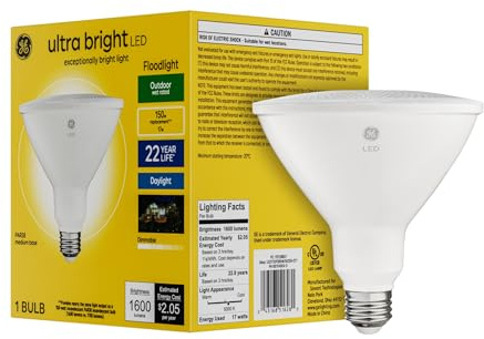 GE Ultra Bright LED Flood Light Bulb, PAR38 Daylight, 150W