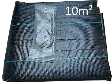 EXCOLO Unkrautplane Unkrautvlies mit 10 Erdanker Unkraut Stopp Bodengeweben für Steingarten Kunst Beet Erdbeer Pflanzung (10m² 2x5m 100g/m²)