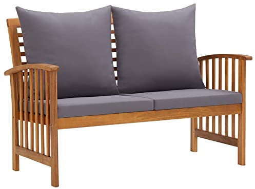 MOONAIRY Gartenbank mit Kissen, Eckbankgruppe, Philosophenbank, Outer Banks, Bank Garten, Sitzbank Outdoor, Balkonbank, Essbank, Parkbank, Multifunktionsbank, 119 cm Massivholz Akazie