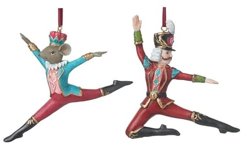 Heaven Sends Two Nutcracker and Festive Rat Christmas Tree Decorations