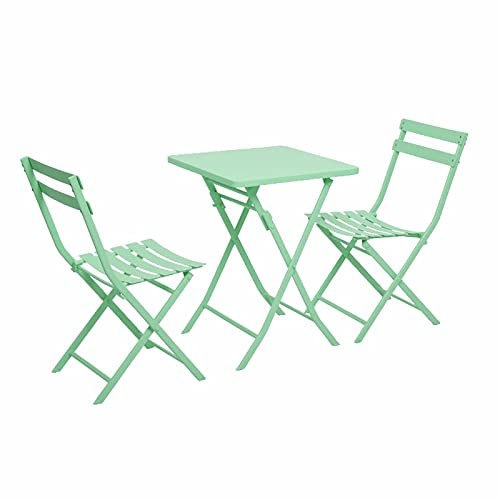ZXFDM Outdoor-Klapptisch-Stuhl-Set (3PCS) Faltbare runde Couchtische, einfacher Zuhause-Balkon/Terrasse/Garten-tragbarer Eisen-Kleiner quadratischer Tisch (Color : A)