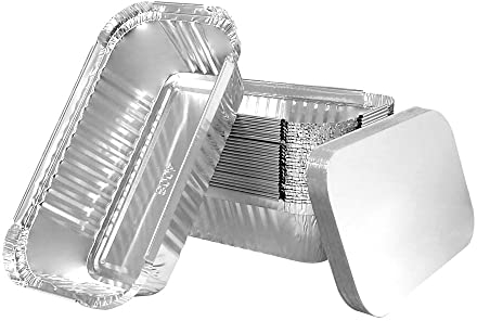 Miamex 25 Einweg-Schalen aus Aluminium, mit Deckel, für den Transport von Lebensmitteln – Einfrieren – Grill – Backen im Backofen – Kochen (650 ml)