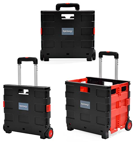 Rainberg Heavy Duty Folding Trolley Box Cart, Folding boot cart, Extra Large Size, Folds Flat, Capacity 35kg. (Large)