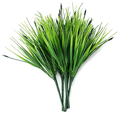 QWORK® 6 Pezzi Piante Artificiali Piante Finte Erba Decorativa di Plastica per Esterno Interno Giardino Casa Ufficio (30-40 cm)