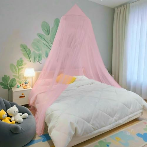 Eimilaly Ciel de lit Moustiquaire, baldaquin de lit pour décoration de Chambre de Fille - baldaquin Suspendu de Protection Contre Les Insectes pour Adultes, bébés, Camping en Plein air, Pink