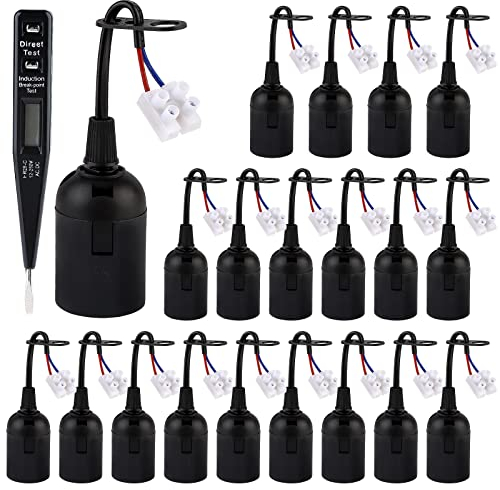 Vegena 20 Stücke Lampenfassung E27 Mit Kabel 250V 4A, Renovierfassung, VDE-Spannungsprüfer, Baustellenfassung, Baulampenfassung, Glühbirnenfassung, Ersatzfassung