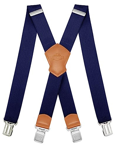 Dresime Hosenträger für Herren mit 4 starken Clips 4cm breit, X Form elastisch einstellbar Länge für Männer und Damen Overalls Jeans, Arbeitshosen, Jumpsuits, Motorradhosen, etc.