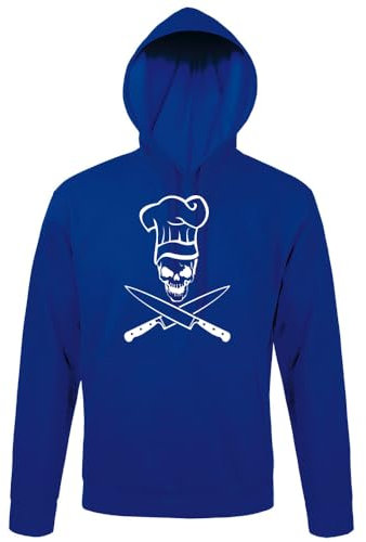 shirt84 Sweat à capuche avec tête de mort et couteau pour homme, Bleu roi, M