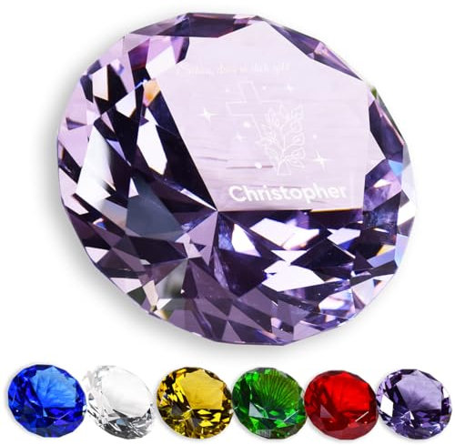 polar-effekt Diamantförmiger Kristall in Rosa aus Glas mit Wunschmotiv - Deko-Stein als Briefbeschwerer - Geschenkidee für Kinder - Geschenk zum Geburtstag und Taufe - für Junge und Mädchen