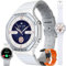 Smartwatch Damen mit Telefonfunktion, 1,32” AMOLED IP68 Wasserdicht Sportuhr Aktivitätstracker mit Blutdruckmessung, SpO2, 123 Sportmodi, 3 Armband, Fitnessuhr Uhr kompatibel mit iOS Android (Silber)