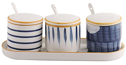 EPASHA Sucrier,/Sucrier de Style Japonais avec Couvercle, Ensemble de Pots de Rangement, Pot à Sucre en Porcelaine de Couleur Unie, Pot à sel, for Bar à café, Ensemble de Cuisine-b-3 (Color : H)