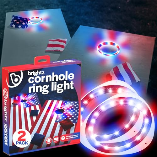 Brightz Cornhole Lights 2-Pack - Cornhole Board Lights Patriotic USA American Flag Design - Cornhole Accessories for Fourth of July 4th Games Memorial Day Activities - Backyard Games for Adults
