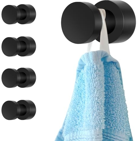 Flintronic Matte Handtuchhaken Schwarz, Selbstklebend oder Wand Montierbar Handtuchhalter, Kleiderhaken Modern mit Montagezubehör, Rostfreies Wandhaken Messing,Modernerhaken für Bad Küche Schlafzimmer | Wandbefestigungshaken Kleiderhaken Edelstahl Haken für Badezimmer, Schlafzimmer, Arbeitszimmer, Schrank, Bademantel